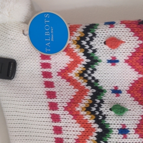 Decorative square knit pillow cover fair isle geometric pom teen tween NWT - Picture 6 of 7